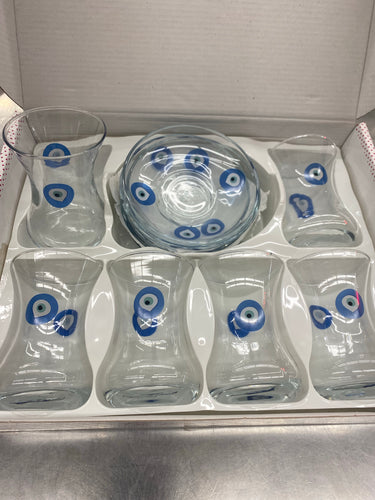 Nazar Boncuklu Cay Bardagi-Evil Eye Tea glasses freeshipping - Arzum Market